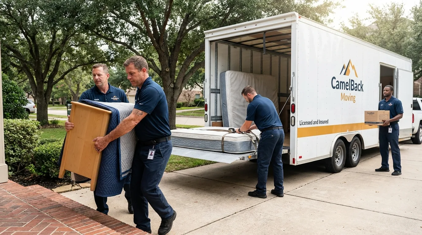 Crew loading residential truck for cross-state move from Hampton, GA